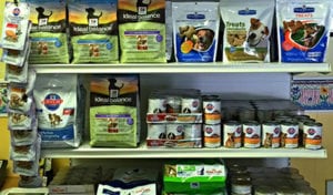 shelves of dog food
