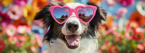 Spring dog in sunglasses