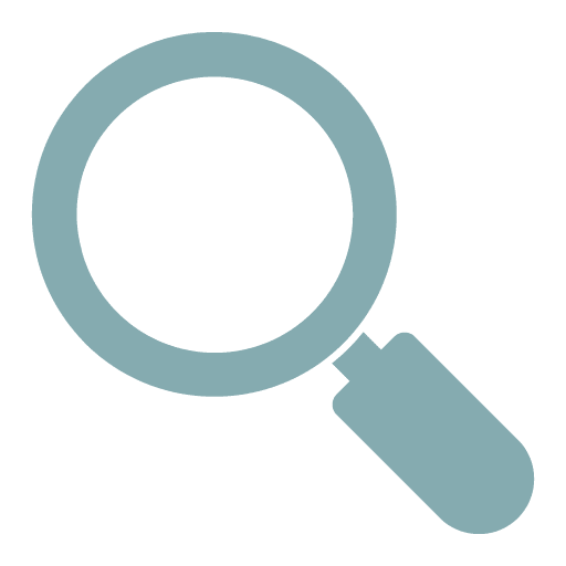 magnifying glass icon in blue