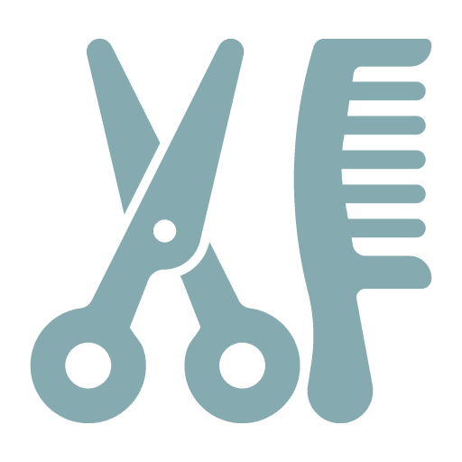 scissors comb icon in blue